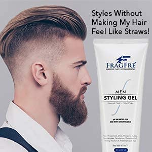 Men Hair Styling Gel Fragrance Free 8 oz - pH Balanced for Men with Sensitive Skins - Not Too Firm or Too Light - Just Normal Hold for Normal Hair Styles - Hypoallergenic (Bumps Be Gone!)