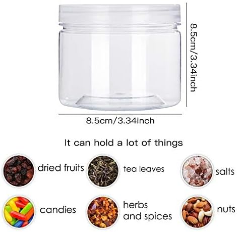 Rocutus 12oz Clear Plastic Storage Jars Containers,8 Pack Refillable Wide-Mouth Plastic Slime Containers for Beauty Products,Kitchen & Household Storage - BPA Free (12 OZ)