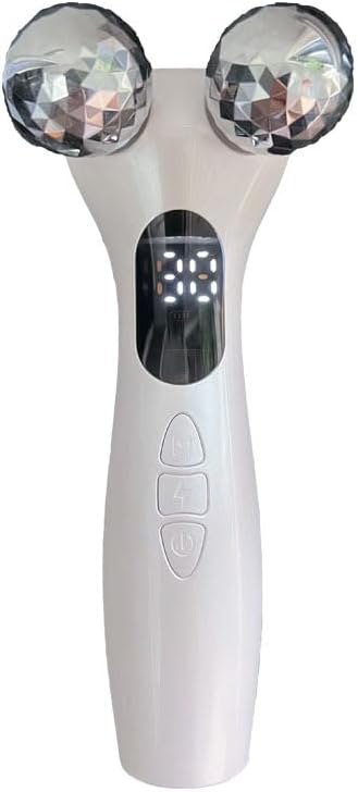SLANGO 4D Facial Beauty Roller Massager โ Double-Ball Neck Lifting Device with 12 Massage Modes & 5 Vibration Levels for Face & Body Sculpting (White)