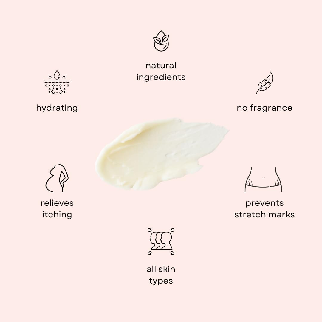 Organic Belly Butter for Pregnancy Stretch Mark Prevention and Treatment by Irene Organics - Award Winning Anti Stretch Mark Tummy Balm For Pregnancy and Postpartum 4oz - Hydrating Bump Cream