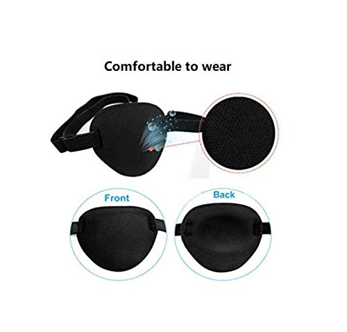 Adults And Kids Black Adjustable Soft and Comfortable Sponge Eye Patch Strabismus Eye Mask With Buckle For Recovery Eye And Cure Children Lazy Eye