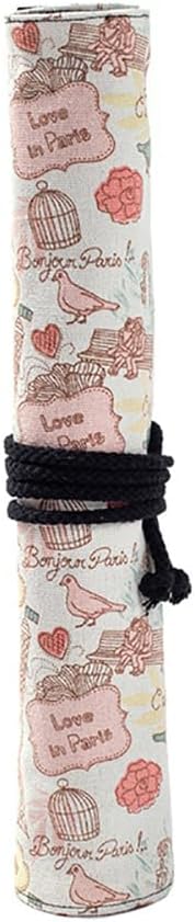 Funny live Paint Brush Holder Art Supplies, Artist Brush Holder & Art Supply Storage Organizer Roll-Up Case Bag, Protect Acrylic Oil Watercolor Paintbrushes (Paris Tower-20 Slot Pockets)