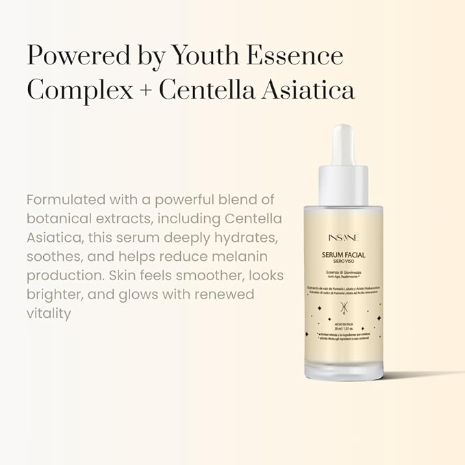 Youth Essence Brightening Face Serum โ Even Skin Tone, Plumping & Anti-Aging โ Hyaluronic Acid + Kudzu & Centella Asiatica โ Radiant, Glow-Boosting Formula. Dermatologically Tested.