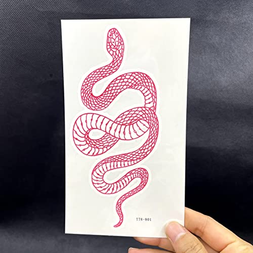 3 Sheets Yeahgoshopping Realistic Big Size Red Snake Waterproof Temporary Tattoo Stickers For Women Men Body Art Waist Decals Fake Tattoo