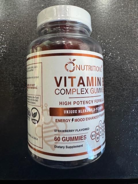 O NUTRITIONS Vitamin B Complex Vegan Gummies with Vitamin B12, B7 as Biotin, B6, B3 as Niacin, B5, B6, B8, B9 as Folate for Stress, Energy and Healthy Immune System (2 Pack)