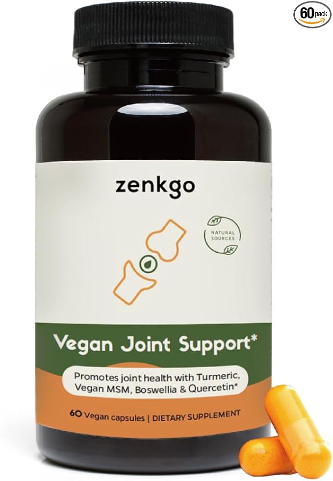 Turmeric, Vegan MSM, Boswellia, Quercetin - Vegan Joint Support Supplement, promotes joint mobility & flexibility, function & comfort, cartilage repair, smooth movement, healthy aging(60Ct/30Day)
