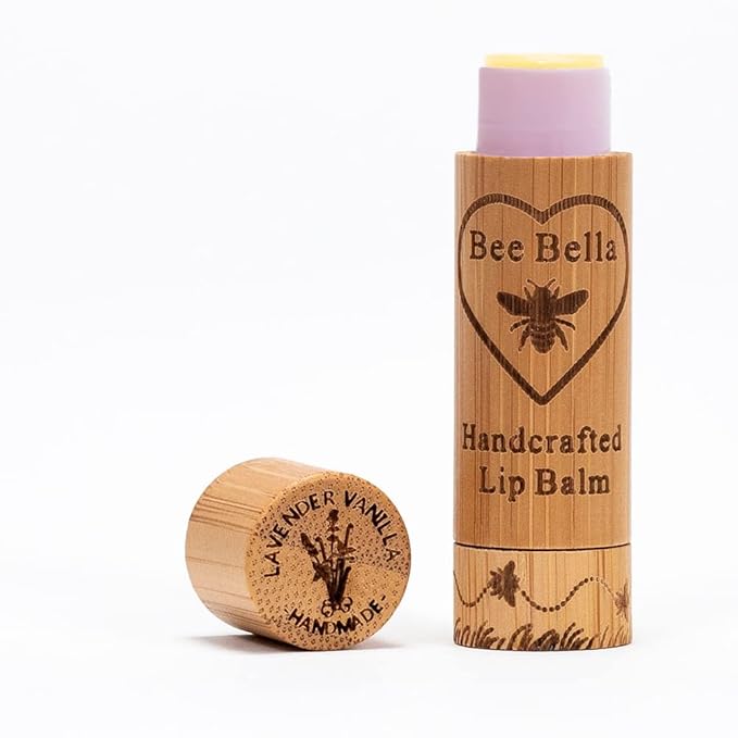 Bee Bella Lip Balm, Lavender Vanilla, 3 Pack - Moisturizing Lip Care, 100% Natural, Original Organic Beeswax with Vitamin E, Handmade in USA, Gift