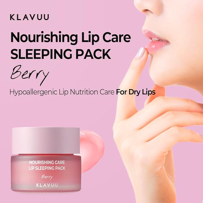 Klavuu Lip Mask Set (2PCS) โ Overnight Deep Hydrating Korean Lip Balm Treatment for Very Dry, Chapped Lips | Lip Lightening & Plumping with Instant Hydration | Gentle Exfoliating (Berry & Berry)