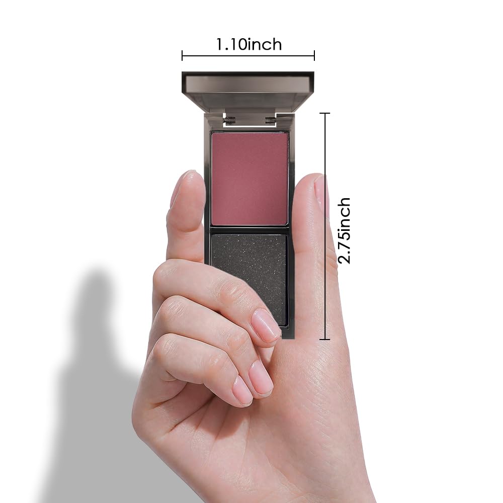 Wine Red Black Two Color Matte Shimmer Eyeshadow,Bright Eye Shadow Powder,Professional Long-Lasting Waterproof Makeup Palette,Easy-To-Apply and Compact for Travel