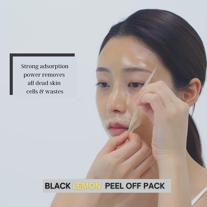METAFORET Black Lemon Peel Off Pack 100ml/ 3.38fl.oz Activated Charcoal Face Gel Mask, Blackhead and Whitehead Remover, Pore Cleanser