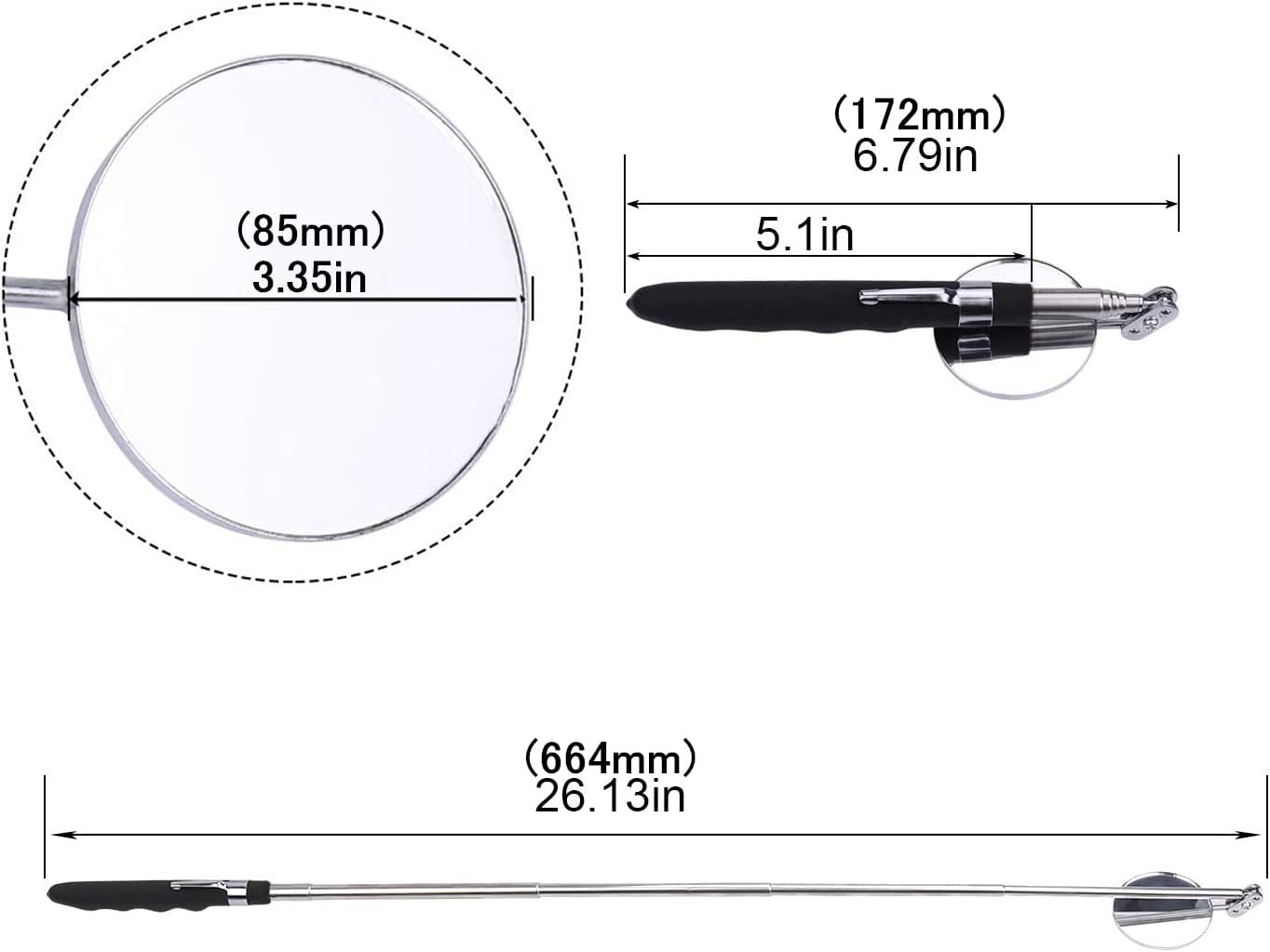 Claw grabber pickup tool,20lb telescoping magnet,inspection mirror on a stick tools, 85mm circular telescopic detection mirror for additional observation,and Other Small Parts Extended.
