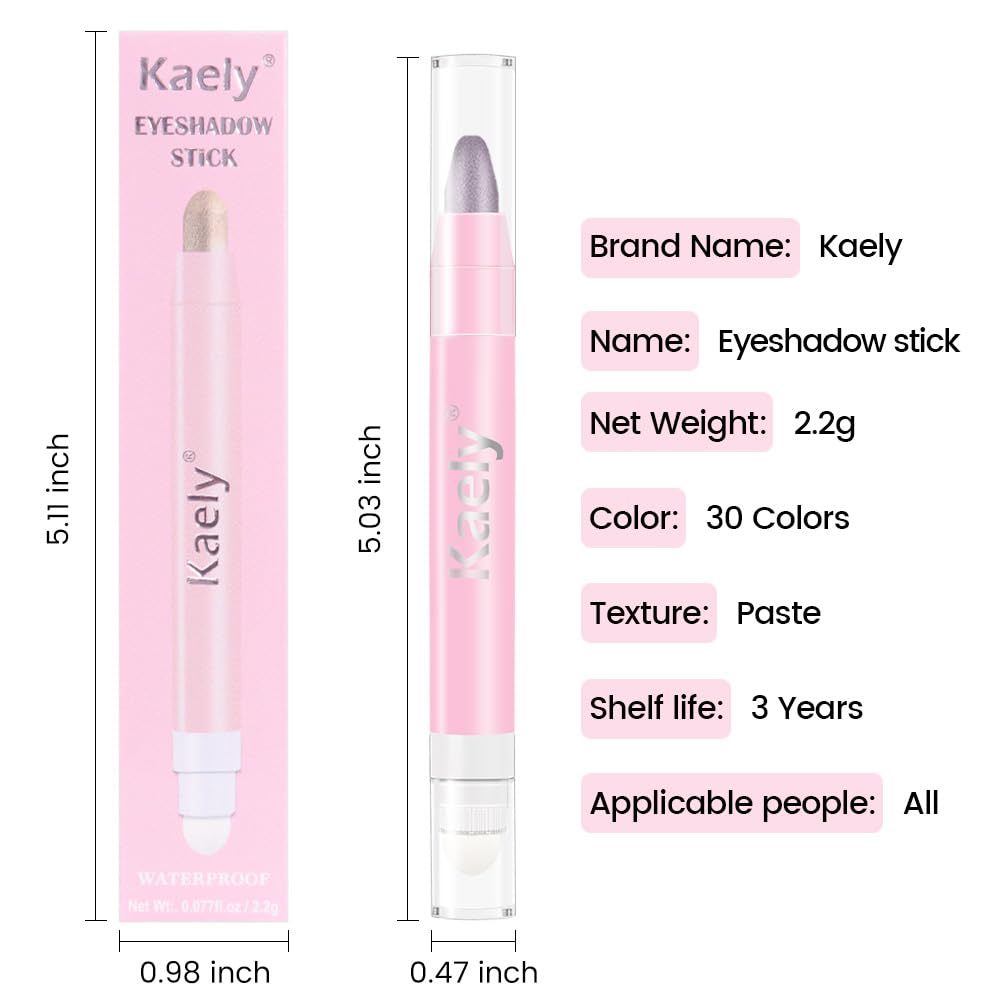 evpct 1Pcs Smoky Amethyst Shimmer Cream Eye Shadow Brightener Sticks for Eyes Waterproof Pigmented, Double Ended Cream Eyeshadow Stick Pencil Pen with Applicator, Eye Shadow Palette Highlighter Makeup