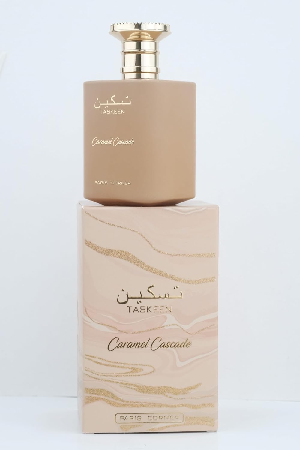 Paris Corner | Taskeen Caramel Cascade EDP - 3.4 Fl Oz | Sweet Elegance Perfume for Women and Men | Unisex Fragrance Featuring Caramel, Milk, Tonka Bean & Honey