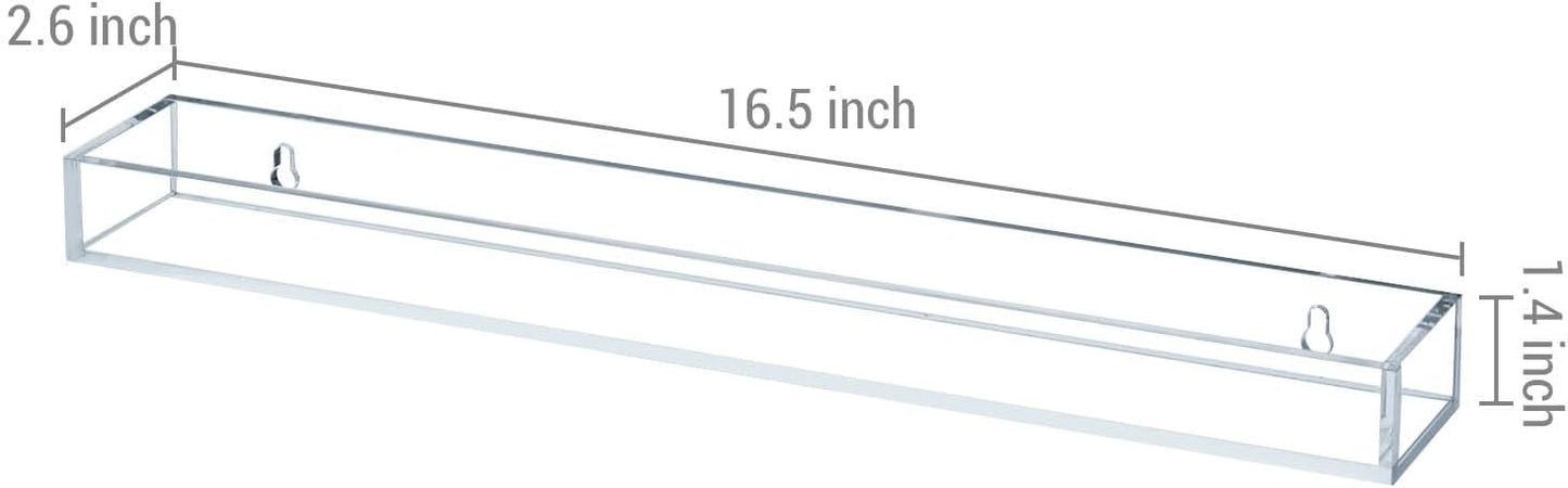 MyGift 16 Inch Wall Mounted Premium Clear Acrylic Nail Polish and Essential Oil Display Shelves, Kitchen Hanging Racks for Seasoning Shakers or Spice Jars, Set of 5