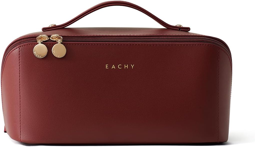 EACHY Travel Makeup Bag,Large Capacity Cosmetic Bags for Women,Waterproof Portable Pouch Open Flat Toiletry Bag Pattern Makeup Bag