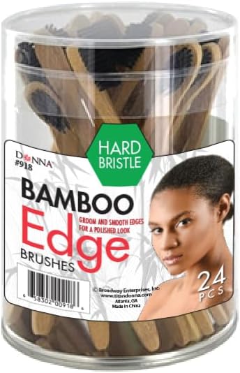 DONNS Bamboo Edge Brush β Hard Bristle Edge Control Brush for Baby Hairs, Braids & Wigs β Precision Swoops & Sleek Finishes β Eco-Friendly Bamboo Handle 24pcs