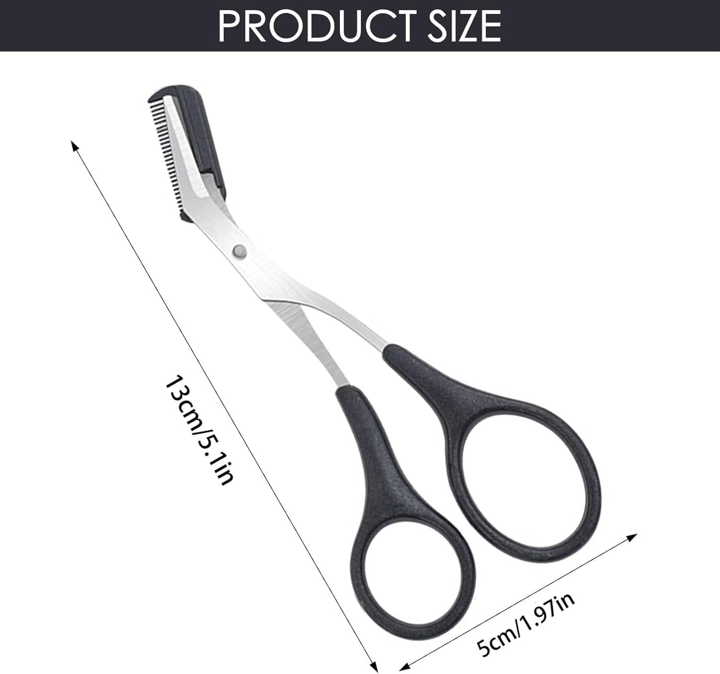 Eyebrow Trimmer Scissors - Professional Non-Slip Finger Grip Brow Scissors with Comb for Men and Women - Salon-Quality Design for Effortless Brow Shaping (Black)