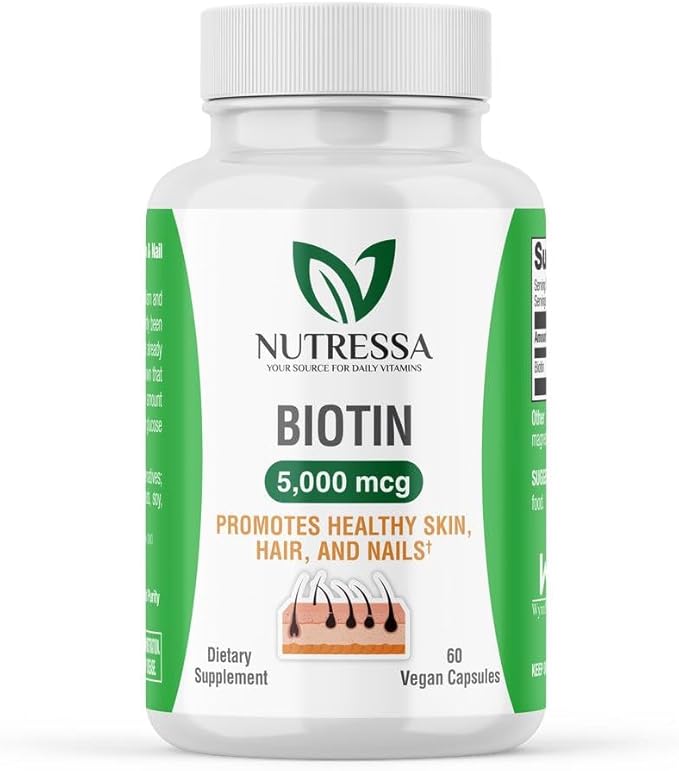 Nutressa® - Biotin 5,000 mcg Veg Caps, 50 Count (Pack of 1)