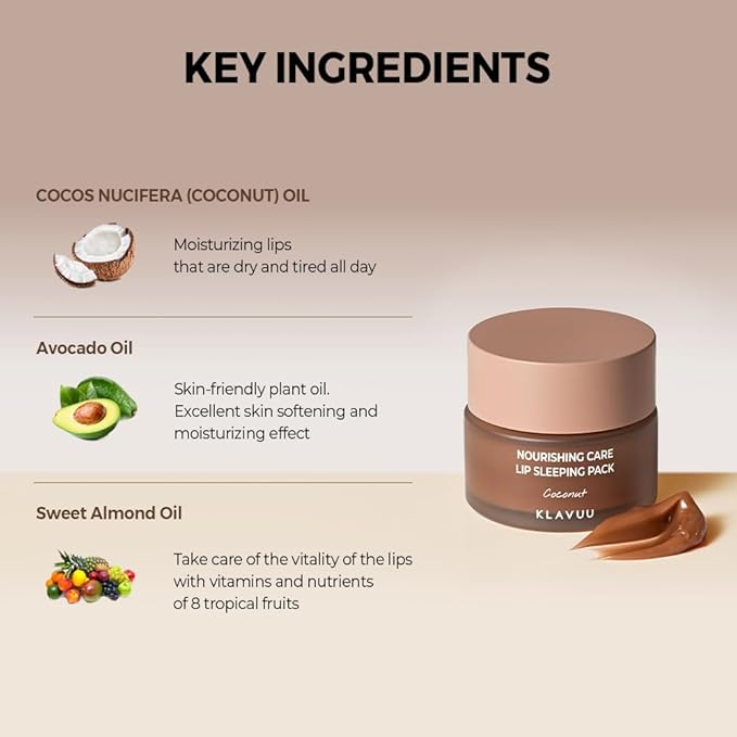 Klavuu Lip Mask Set (2PCS) โ Overnight Deep Hydrating Korean Lip Balm Treatment for Very Dry, Chapped Lips | Lip Lightening & Plumping with Instant Hydration | Gentle Exfoliating (Berry & Coconut)