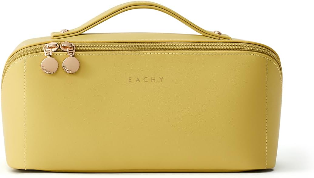 EACHY Travel Makeup Bag,Large Capacity Cosmetic Bags for Women,Waterproof Portable Pouch Open Flat Toiletry Bag Pattern Makeup Bag