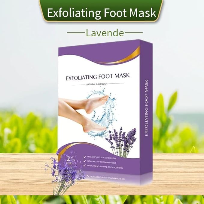 Exfoliating Foot Peel Mask for Dry, Cracked Heels - Moisturizing Foot Mask for Dead Skin & Callus Removal, Lavender Scent, 2 Pack - Foot Spa Treatment for Men & Women