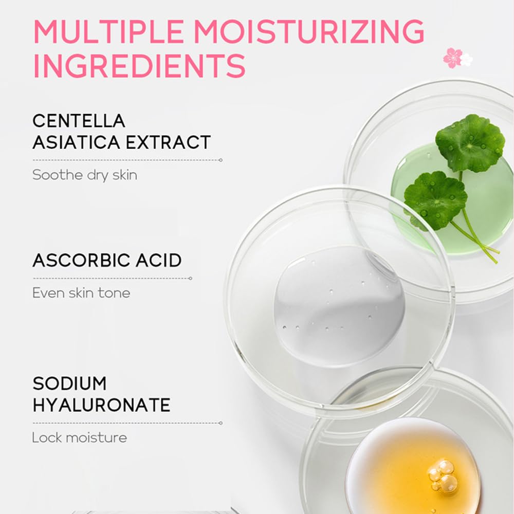 Skincare Gift Set Sakura Skin Care Travel Kit with Cleanser, Toner, Serum, Eye Cream, Face Cream for Women Girls (5pcs)