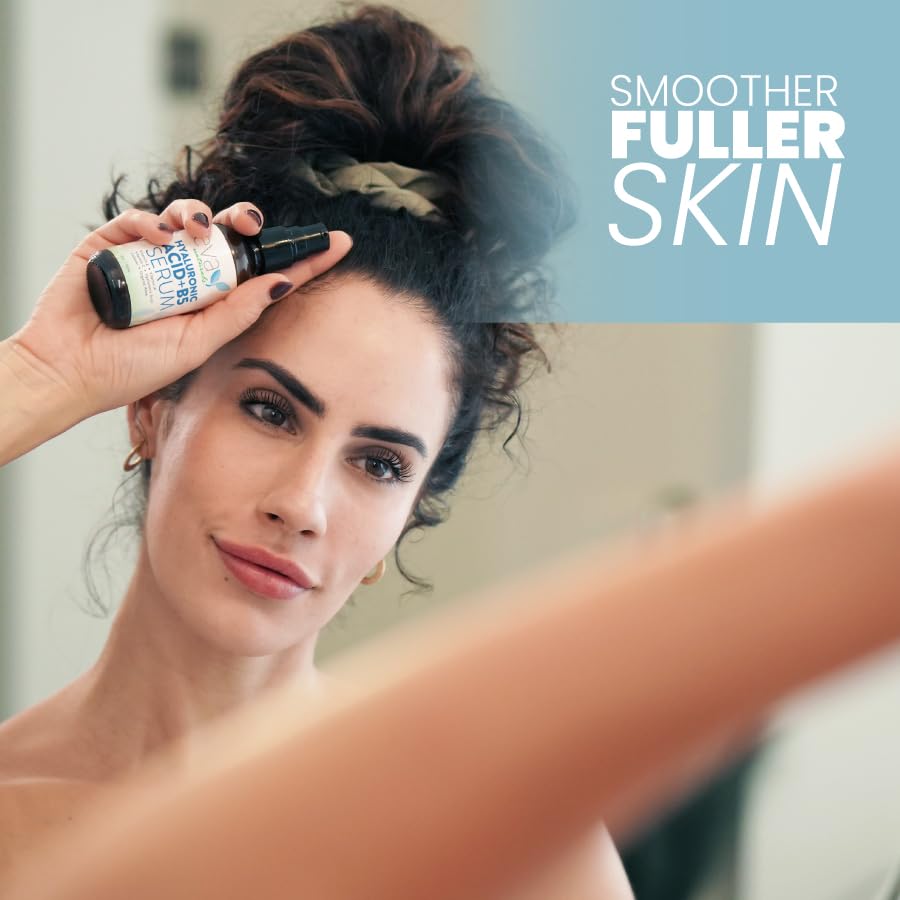 Eva Naturals Hyaluronic Acid + B5 Serum for Face – Ultra Hydrating Vitamin C & B5 Facial Serum for Deep Moisturizing, Wrinkle & Dark Spot Treatment, Skin Firming & Renewal