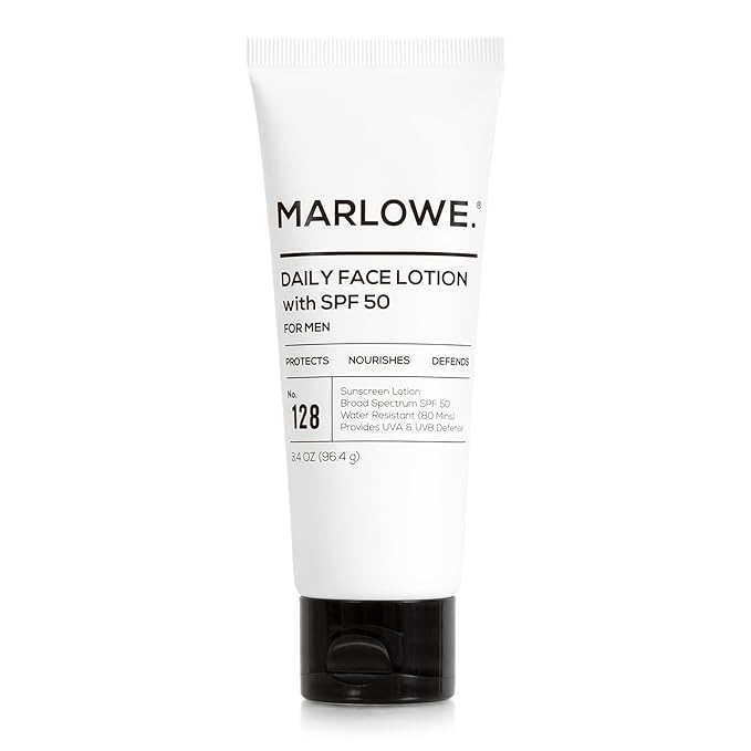 No. 128 Men's Facial Lotion with Sunscreen SPF 50, 3.4 oz, Oil-Free, Lightweight Daily Face Moisturizer for Men, Includes Natural Extracts to Hydrate, Nourish & Soothe