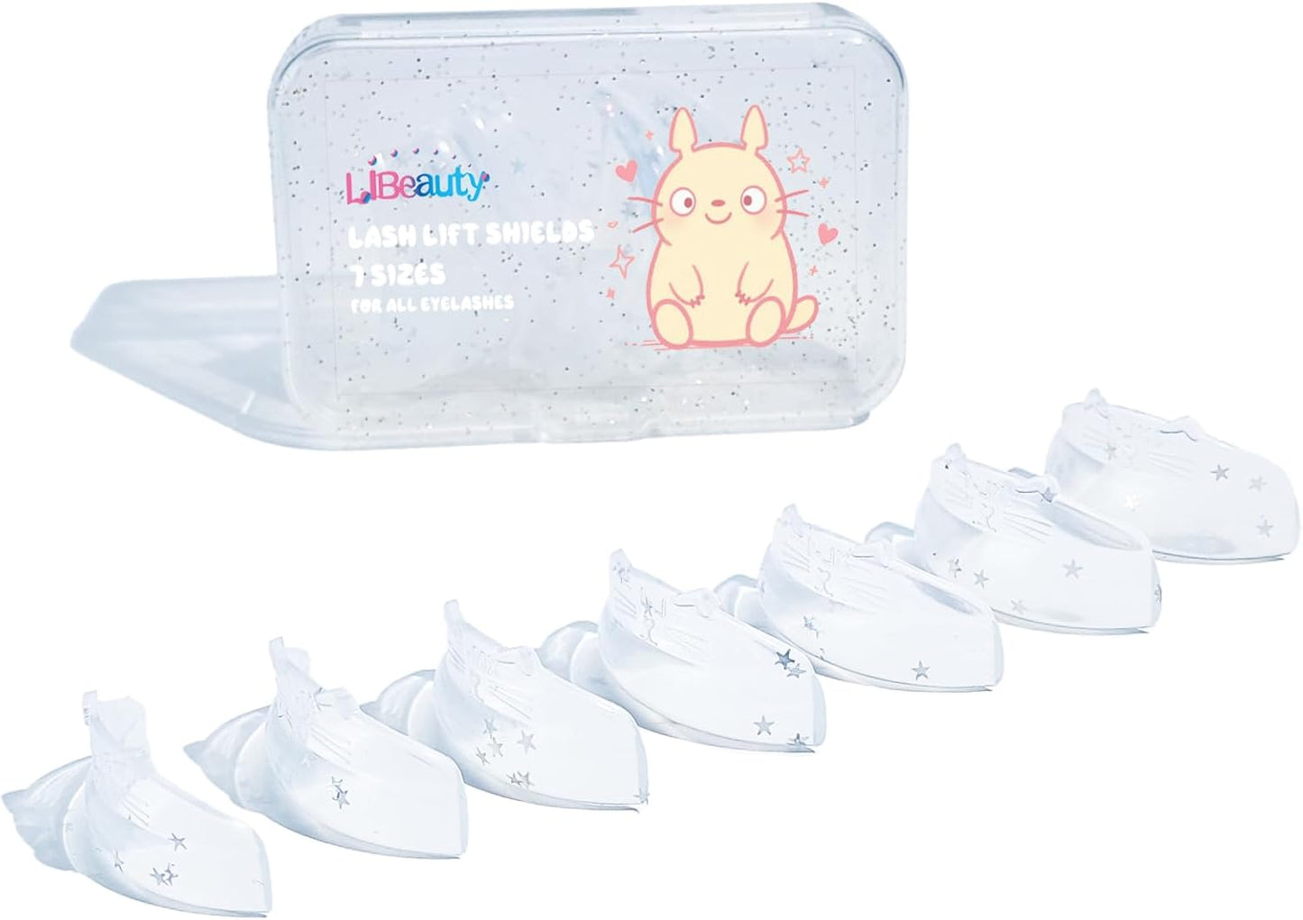 Libeauty Premium Lash Lift Rods, Eyelash Lift Shields 7 Sizes, Reusable Silicone Pads for Eyelash Curling & Lifting, C-Curl White Cat Shape