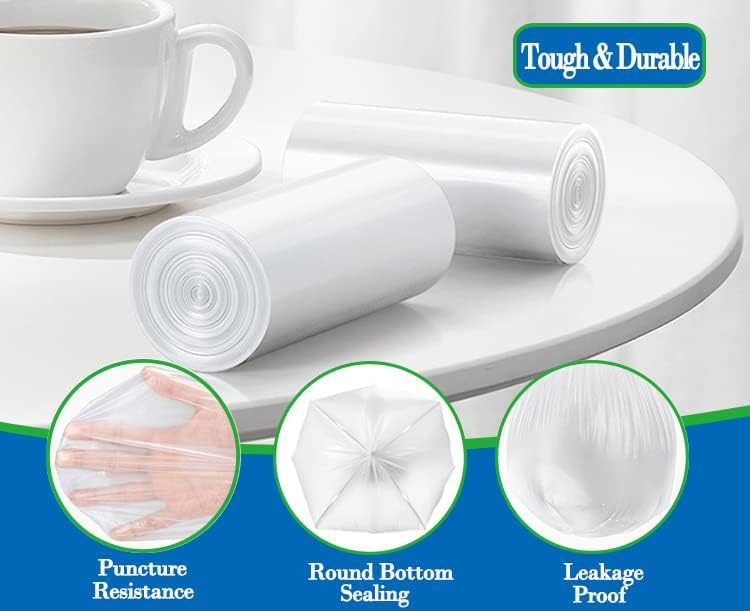 4 gallon trash can liners,Small clear Garbage Bags,Extra Strong 4 Gal Trash Bag,Fit 12 liters trash Bin Liners for Home Office Kitchen,300(Clear)