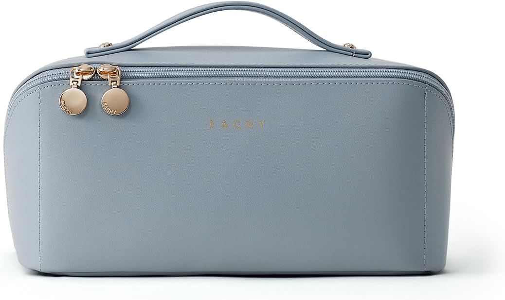 EACHY Travel Makeup Bag,Large Capacity Cosmetic Bags for Women,Waterproof Portable Pouch Open Flat Toiletry Bag Pattern Makeup Bag