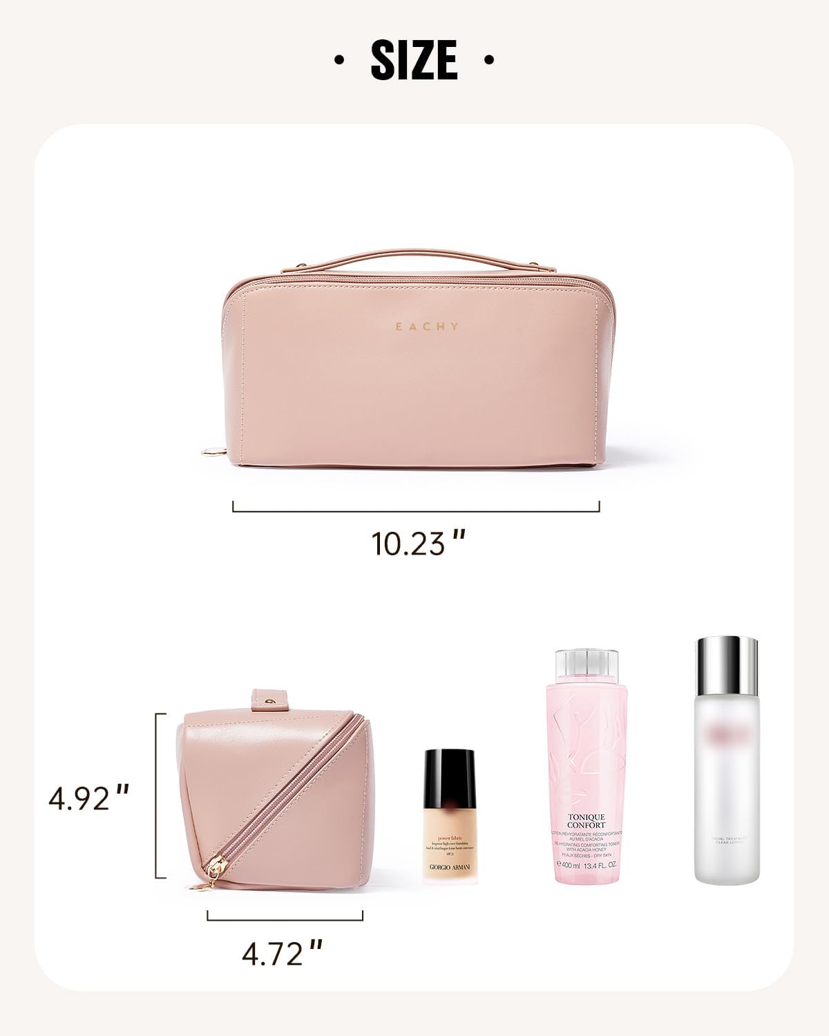 EACHY Travel Makeup Bag,Large Capacity Cosmetic Bags for Women,Waterproof Portable Pouch Open Flat Toiletry Bag Pattern Makeup Bag