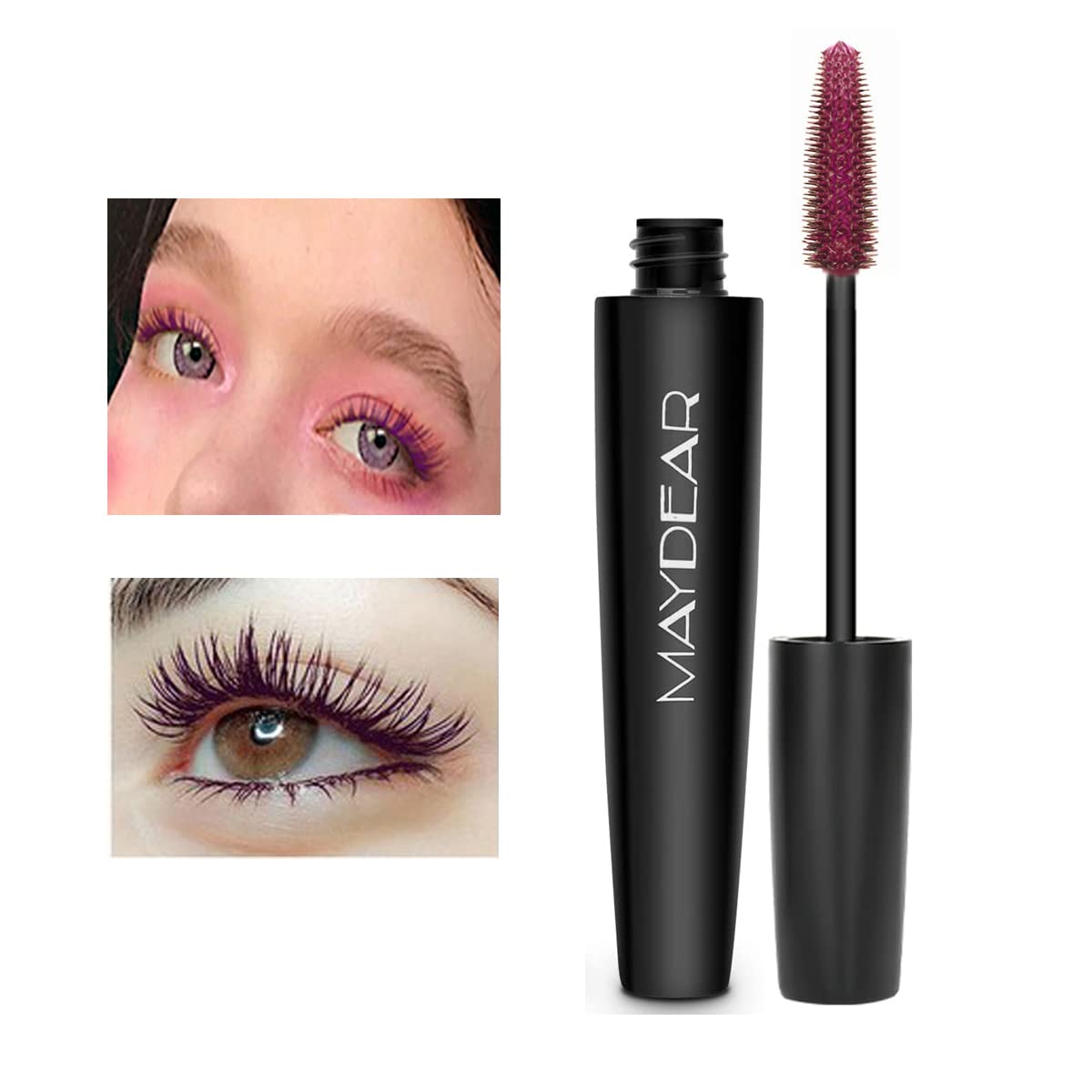 Maydear Burgundy Mascara for Eyelashes, Waterproof Colored Long Lasting Smudgeproof for Women Fast Dry Lengthening Eye Makeup Party - Dark Purple