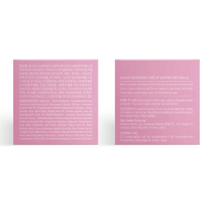 Klavuu Lip Mask Set (2PCS) โ Overnight Deep Hydrating Korean Lip Balm Treatment for Very Dry, Chapped Lips | Lip Lightening & Plumping with Instant Hydration | Gentle Exfoliating (Berry & Coconut)