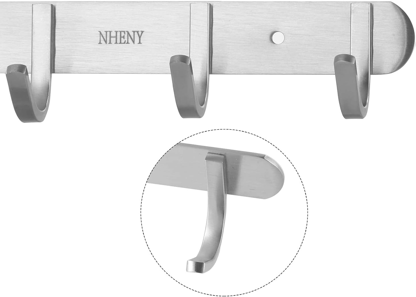 Coat Hook Hanger Wall Mounted 17-Inch Towel Hook Rack with 7 Hooks, Easy Installation Rail for Bedroom, Bathroom, Foyer, Hallway, Office, Rust and Water Proof (Stainless Steel Brushed Nickel)