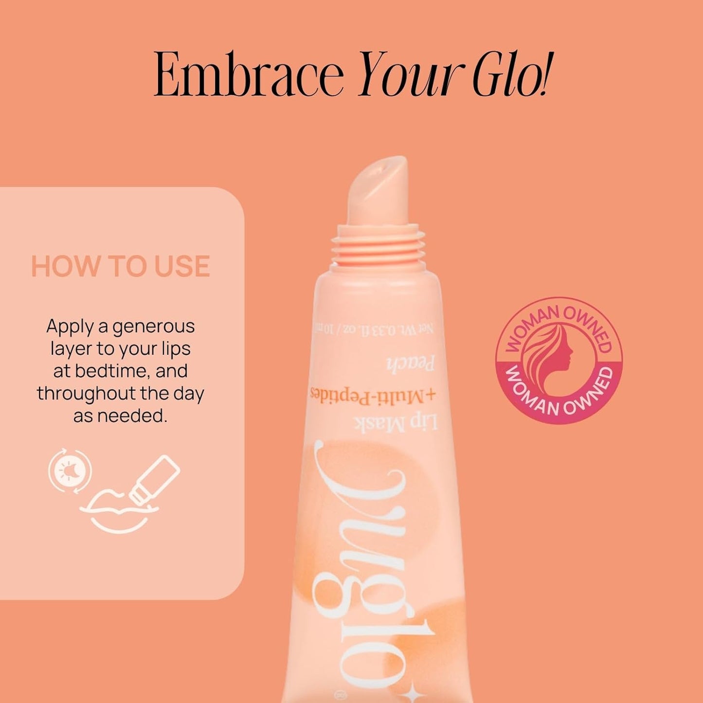 YUGLO Lip Sleeping Mask with Multi-Peptides | Peach Flavor | Hydrating & Plumping Lip Treatment for โจDry, Chapped Lips | Nourishes & Moisturizes | Overnight Lip Repair