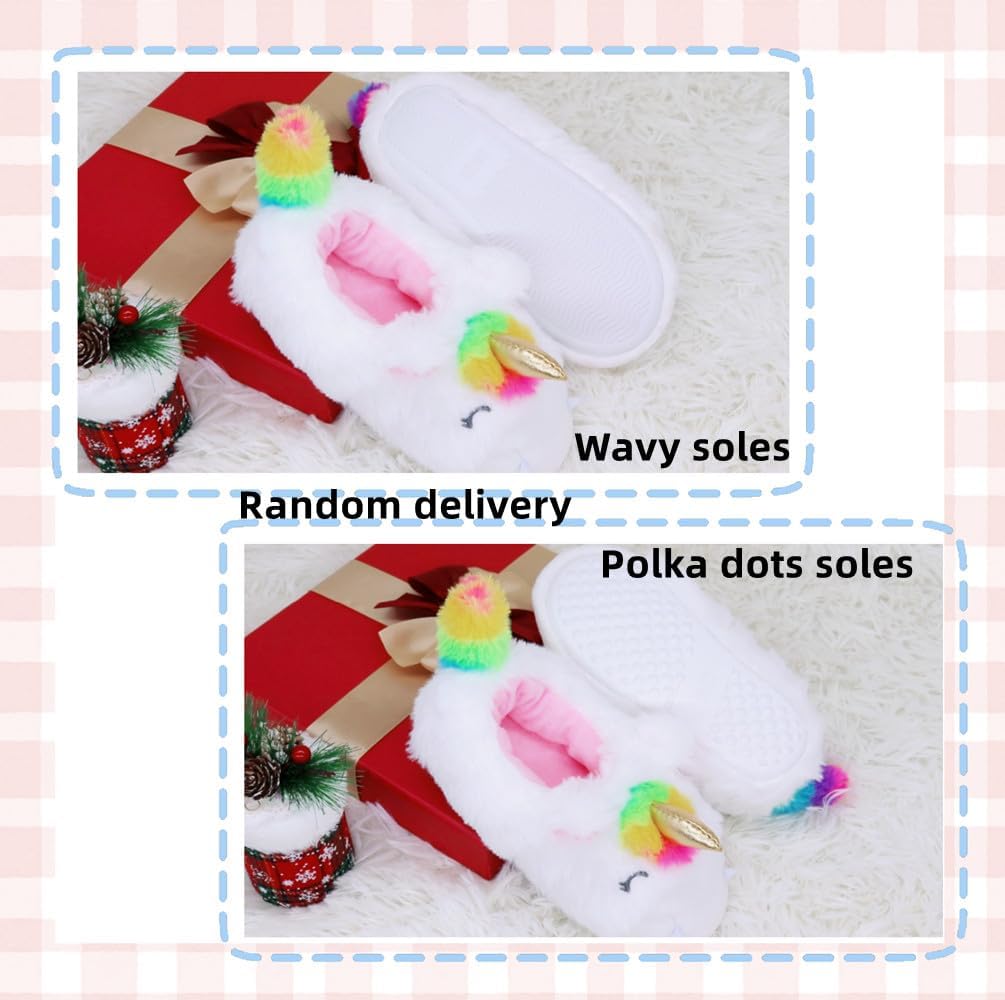 Girls Unicorn Slippers Toddler Girls Slippers Warm Comfortable Anti-Slip House Slipper for Kids Indoor Outdoor(Little Kid/Big Kid)