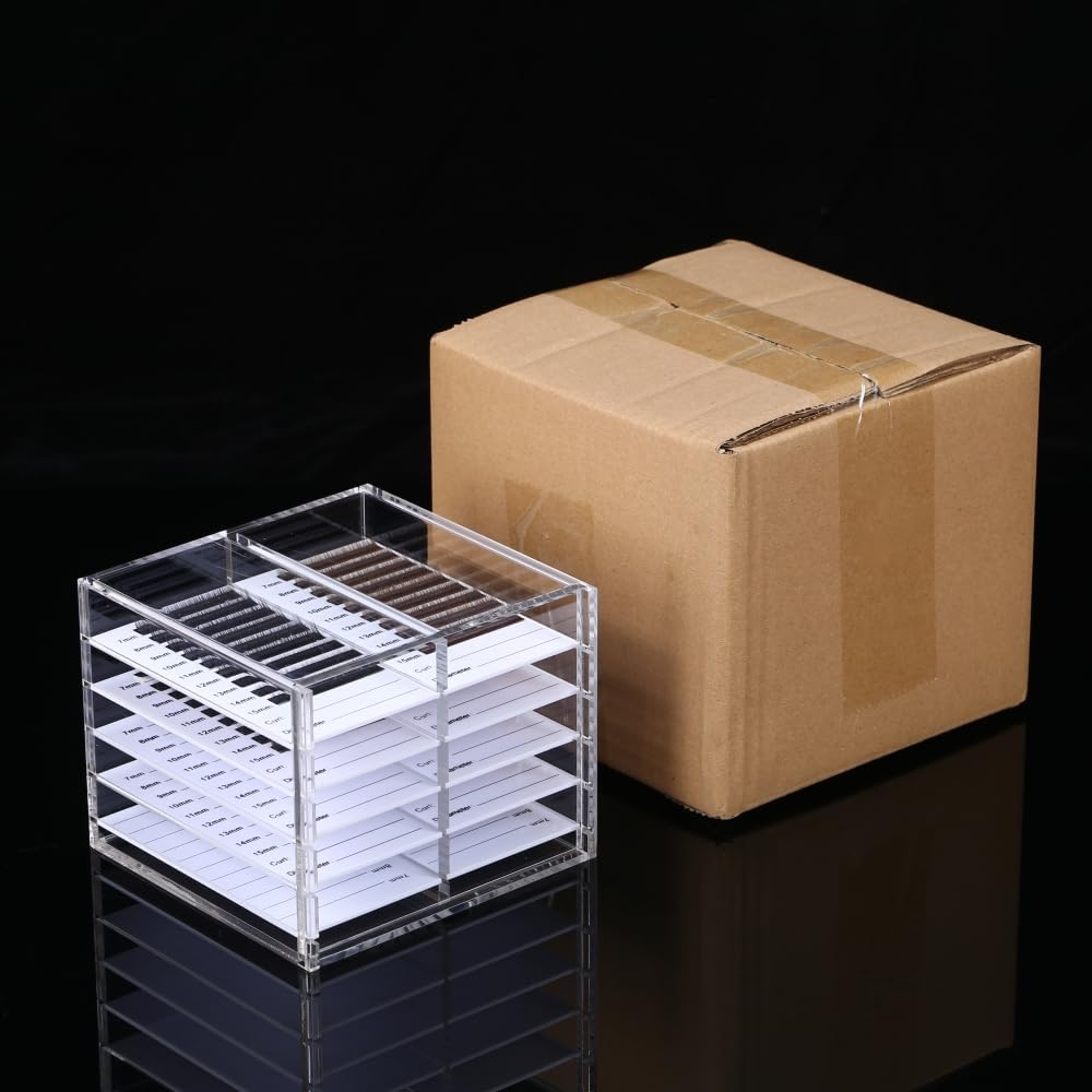 10 Layers Acrylic Eyelash Storage Organizer, Cosmetic Makeup Container Box, Clear Case Cabinet Display Used for Eyelash Storage and Eyelash Salons (10 Layers Type A)