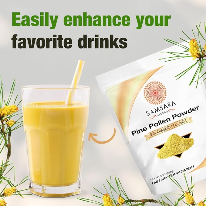 Pine Pollen Powder Wild Harvested - 99% Cracked Cell Wall (4oz/114g) Supports Healthy Energy & Longevity