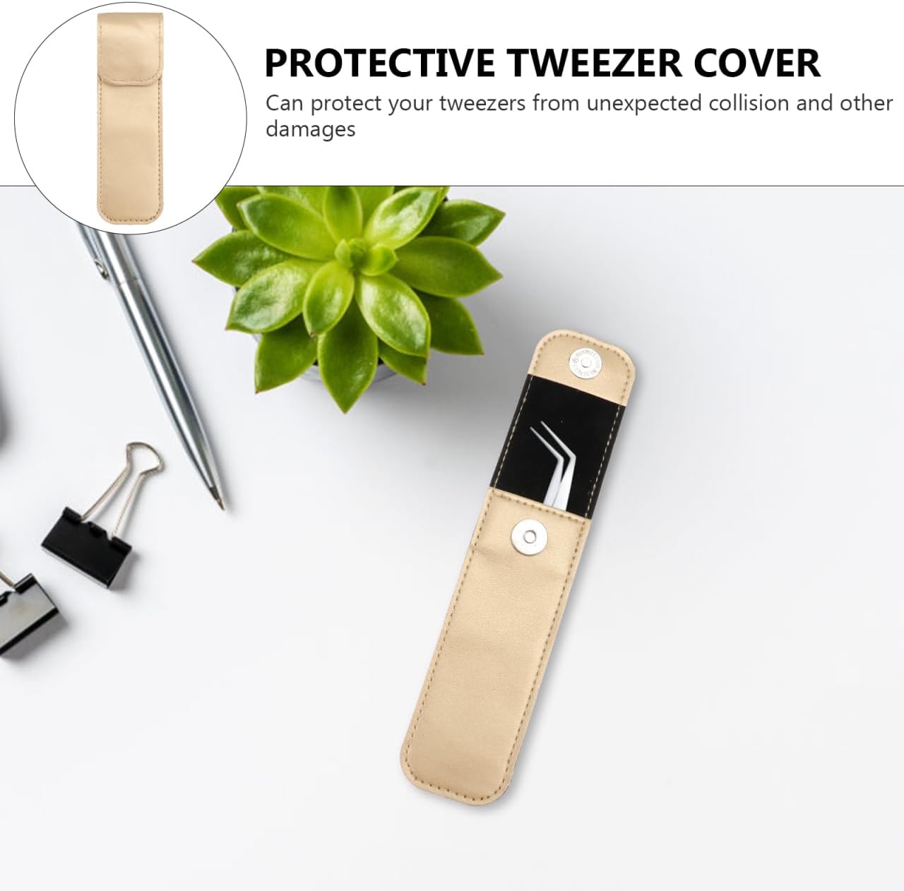 3pcs Tweezers Protective Case Beauty Eyelash Tweezer Sleeve Lashes Kit Eyelash Tweezer Cover Lash Kit Protective Tweezer Leather Sleeve Pu Leather Puller Miniature