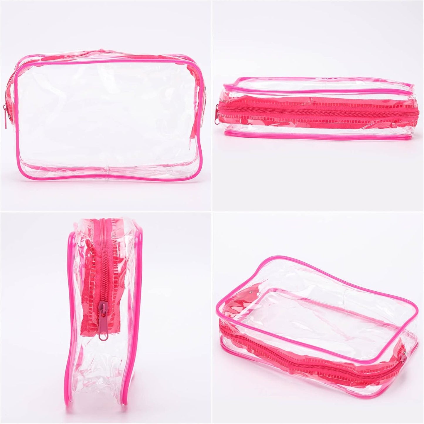 Tbestmax 40 Pack Clear Cosmetic Bags Makeup Bags Portable Waterproof Travel Toiletry Bags Organizer Rose Red, 7.5"x 4.8"x 2.3"