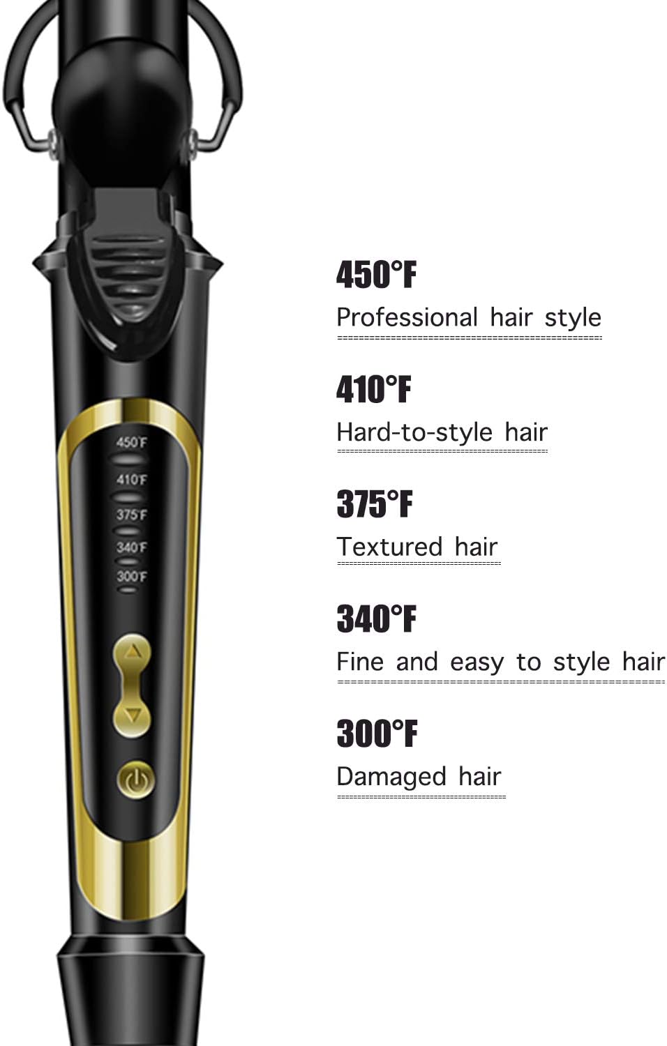 LANVIER 1.25 Inch Curling Iron, Extra Long Barrel 1 1/4 Inch Curling Iron for Long Hair up to 450F, Worldwide Dual Voltage Hair Curler for Traveling, Hair Waving Style Tool Black