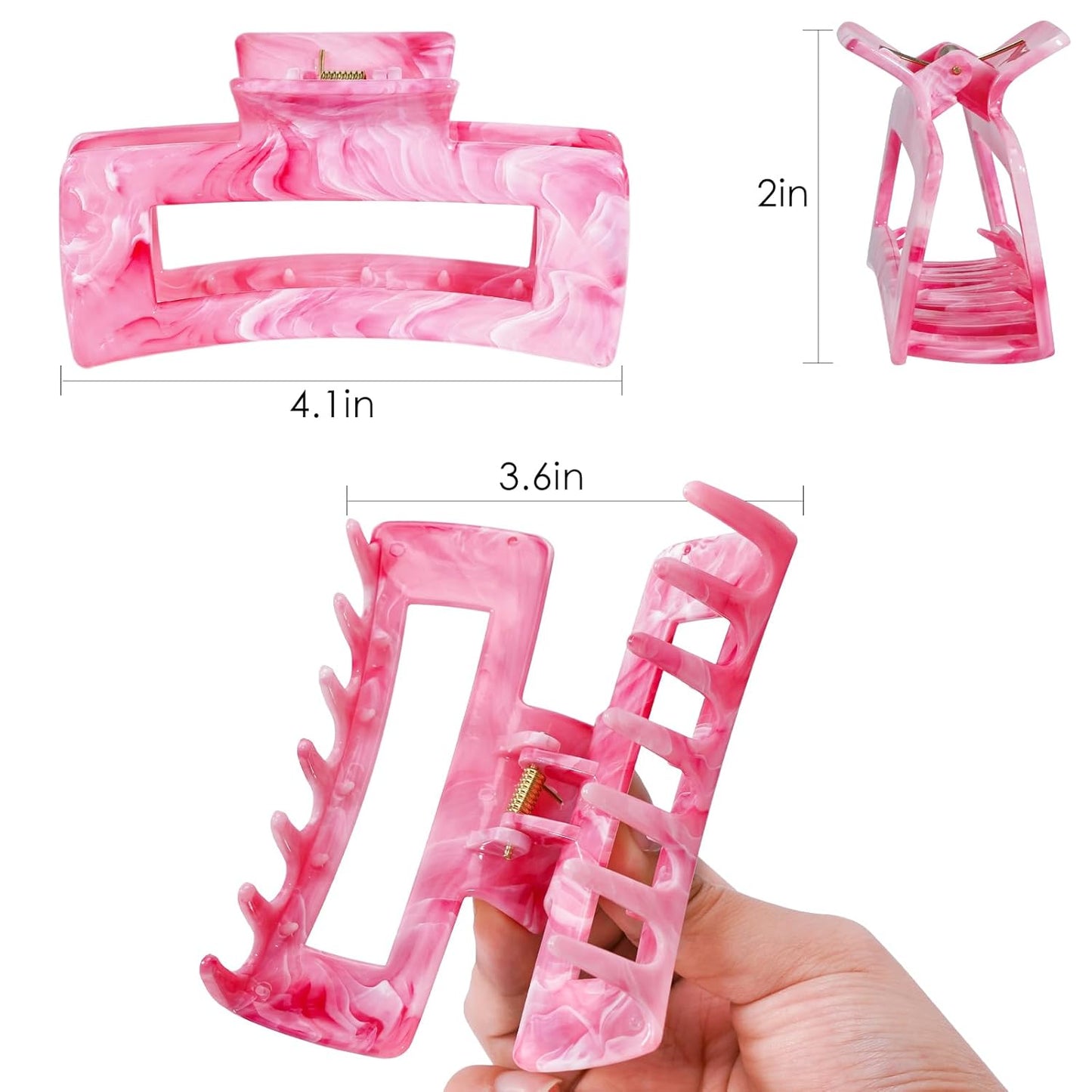 3Pcs Hair Claw Clips for Women, 4.1 Inch Non slip Medium Claw Clip, Reference Ink Painting Design, Ideal for Home Party and Work Styling, Hair Accessories for Girls Gift (Pink Blue Gray)