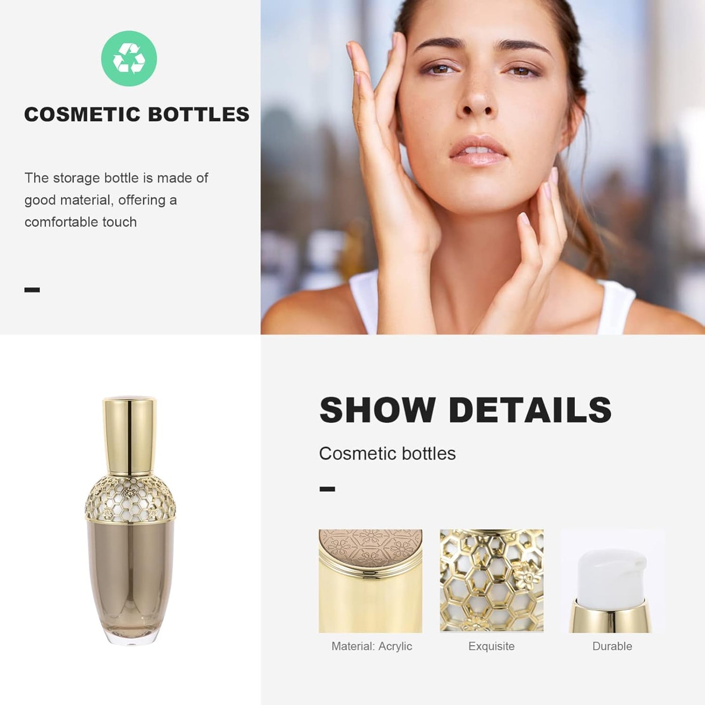 Lotion Bottle Shower Shampoo Container Cream Bottle Leakproof Shampoo Container Press-type Travel Lotion Dispenser Acrylic Make-up Empty Facial