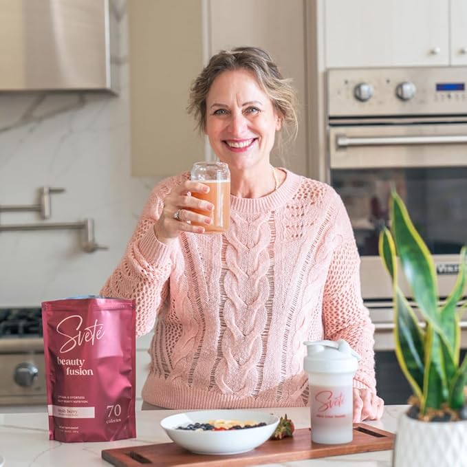 Hydrolyzed Multi Collagen Powder Beauty Superfood for Women Aging Skin, Hair, Nail, Joints, Gut Health, Vitamins, Probiotics, Peptides Keto Supplement Drink |Berry Flavor by Svete