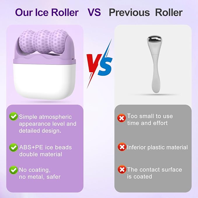 Ice Roller for Face and Eyes,Multi-Functional Facial Skin Care Tools with 2 in 1 Face Roller,Massager Roller Tools, Self Care Gifts for Men Women