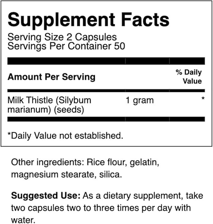 Swanson Milk Thistle-Herbal Liver Support Supplement-Natural Wellbeing-(100 Capsules, 500mg Each)