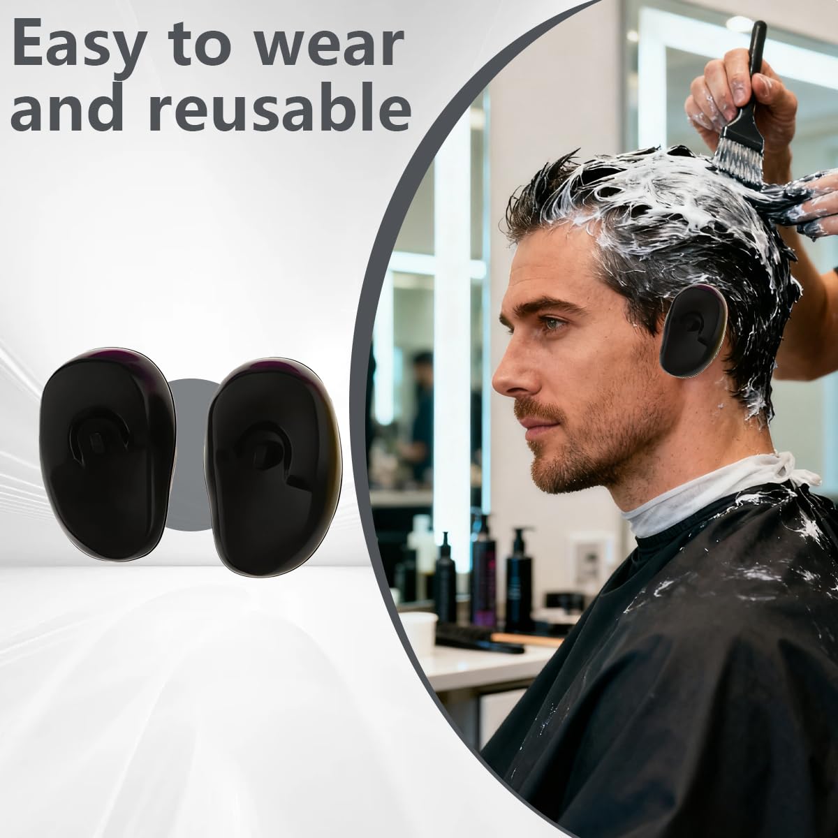 3 Pairs Reusable Silicone Ear Covers Waterproof Hair Dye Protectors for Salon Home Hair Coloring Ear Guards