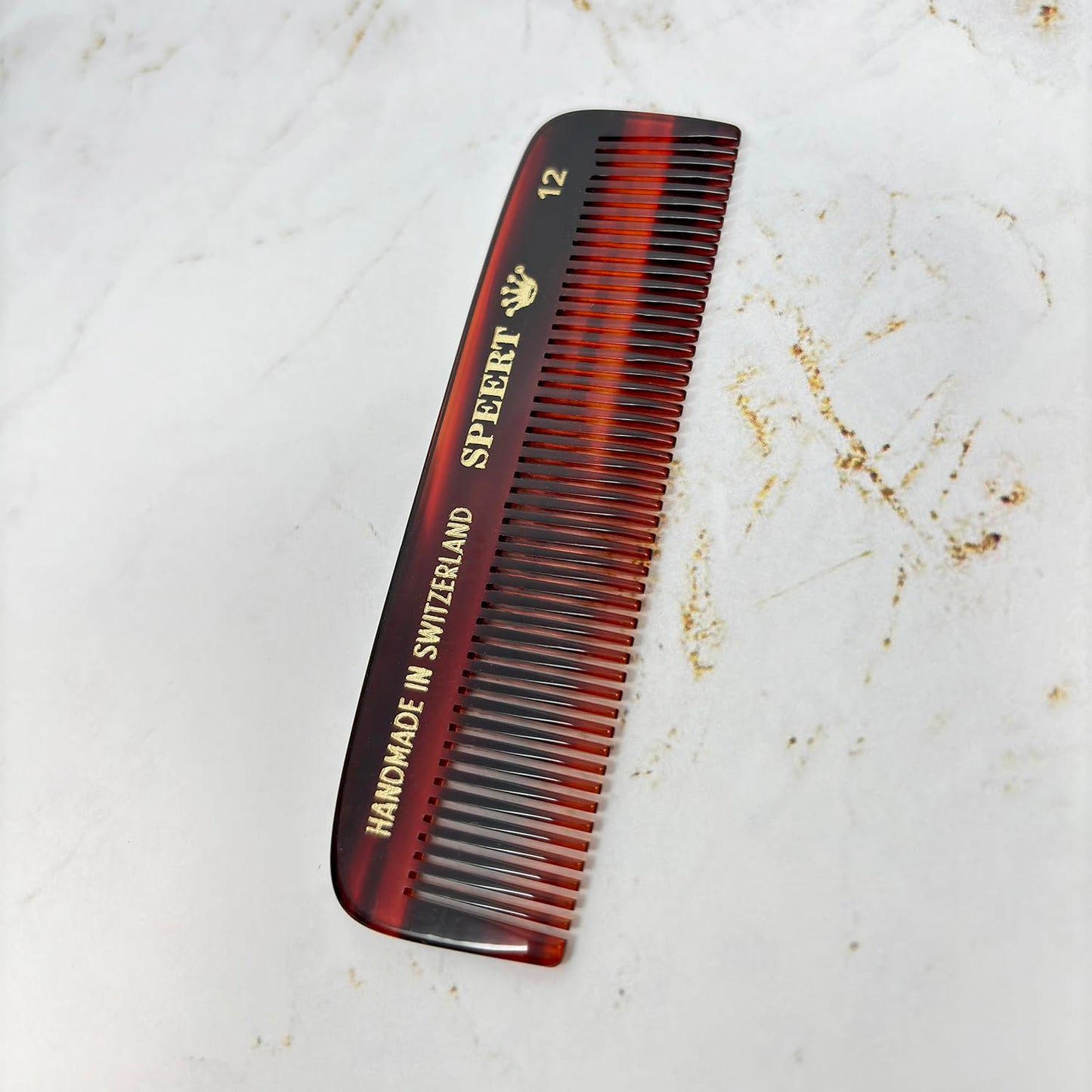 #12 Handmade Narrow Tooth Comb Tortoise Havana Acetate Fine Straight Thin Detangling Parting Grooming Teasing Hair Styling Hairdresser Barber Hairdressing Wet Dry Pocket Travel Women Men Kids