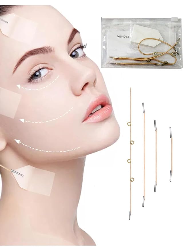 ACADA Neck Tape Lifting Invisible Face Lift Tape for Lifting Sagging Skin Breathable, Strong Adhesive, 80pcs Face Tapes with 8Light Bands